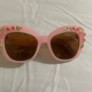 Pink Floral Embellished Sunglasses